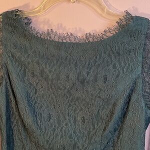 Shoshanna Teal Lace Long Sleeve Dress